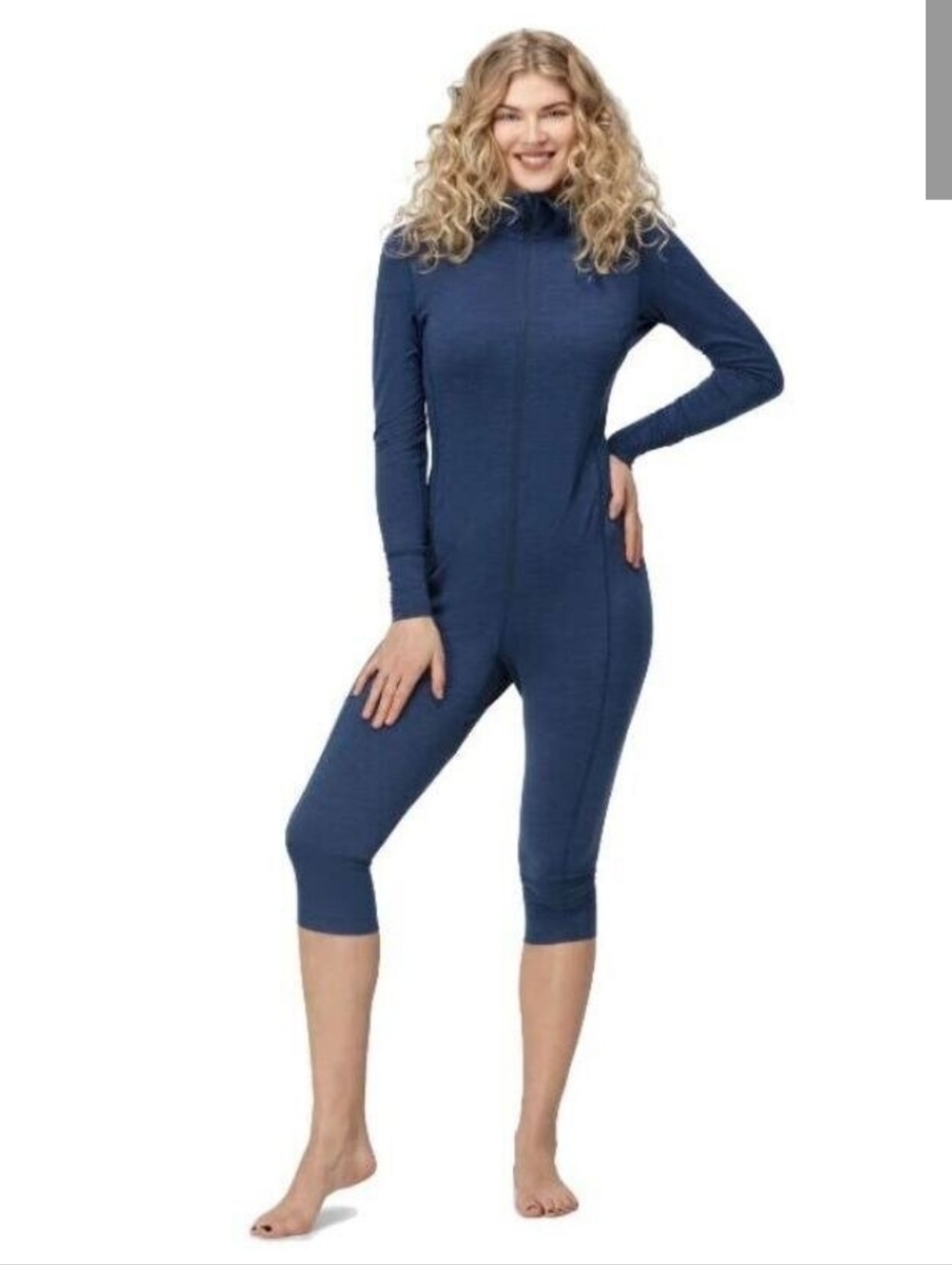 Norrona Wool One Piece Indigo Night Blue Baselayer Dropseat Zipper Women's Large